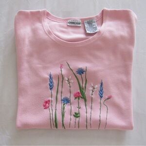 Vintage Cabin Creek Pink Floral Embroidered Top- size small